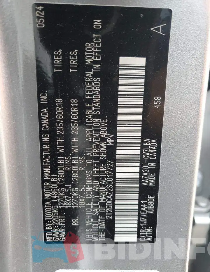 2T2GDCAZ2SC017727 Photo# 13