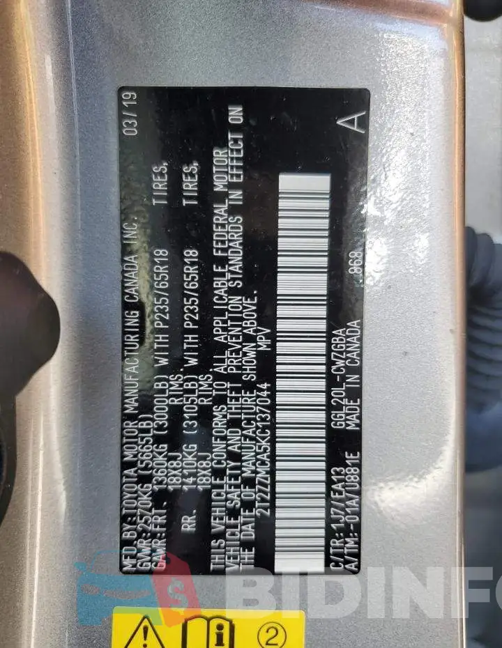 2T2ZZMCA5KC137044 Photo# 13