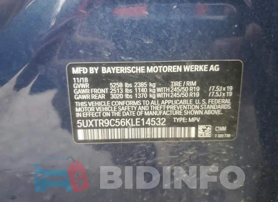 5UXTR9C56KLE14532 Photo# 13