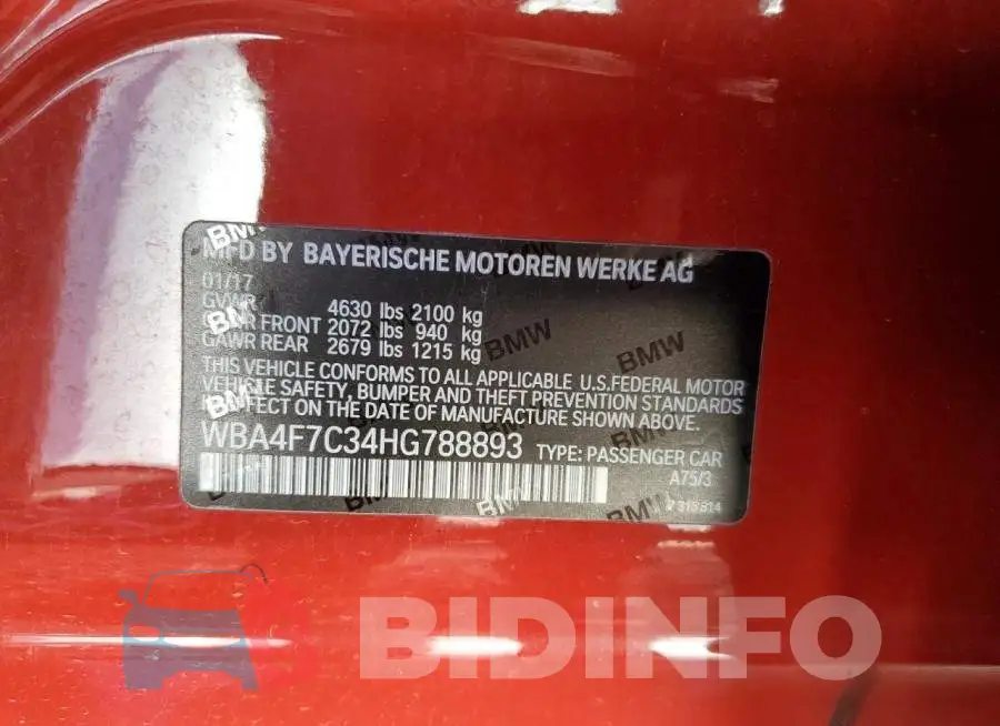 WBA4F7C34HG788893 Photo# 12
