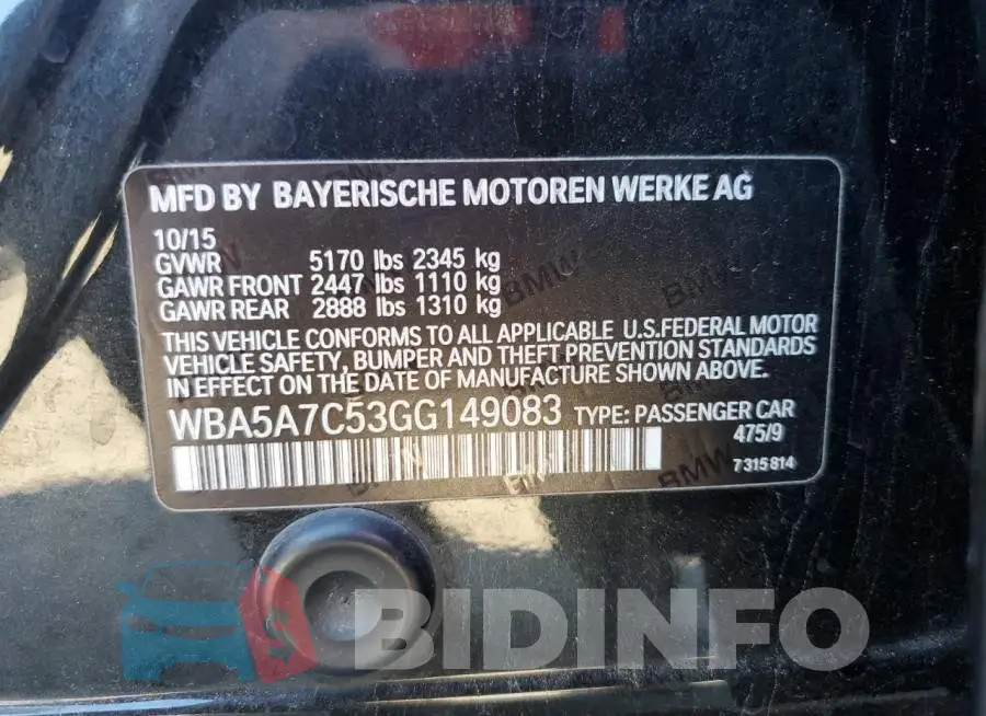 WBA5A7C53GG149083 Photo# 12