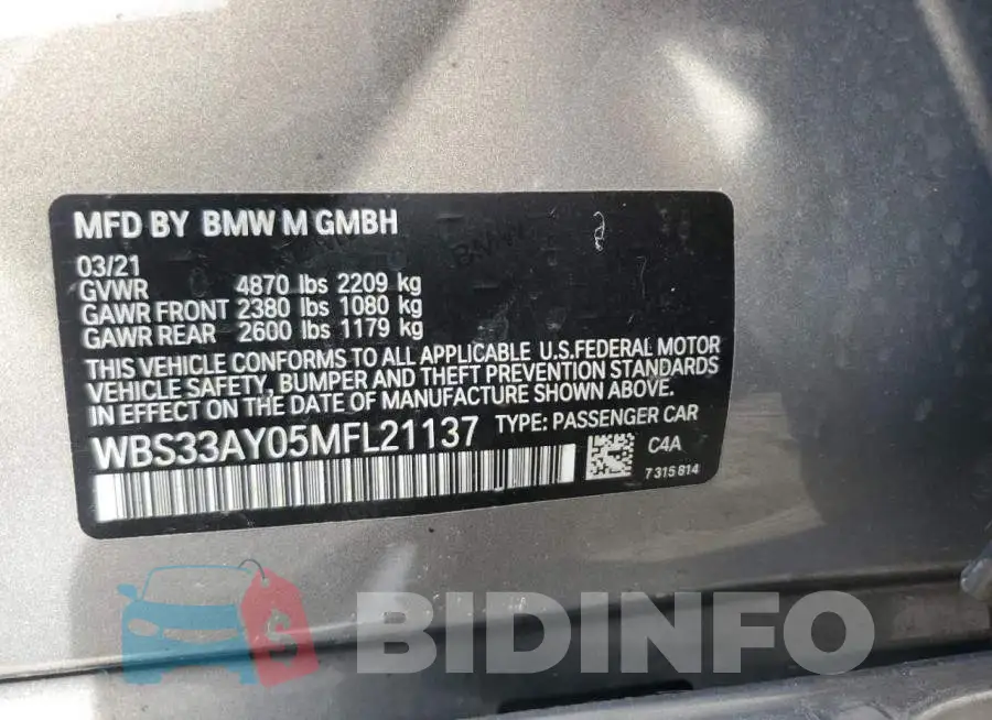 WBS33AY05MFL21137 Photo# 12