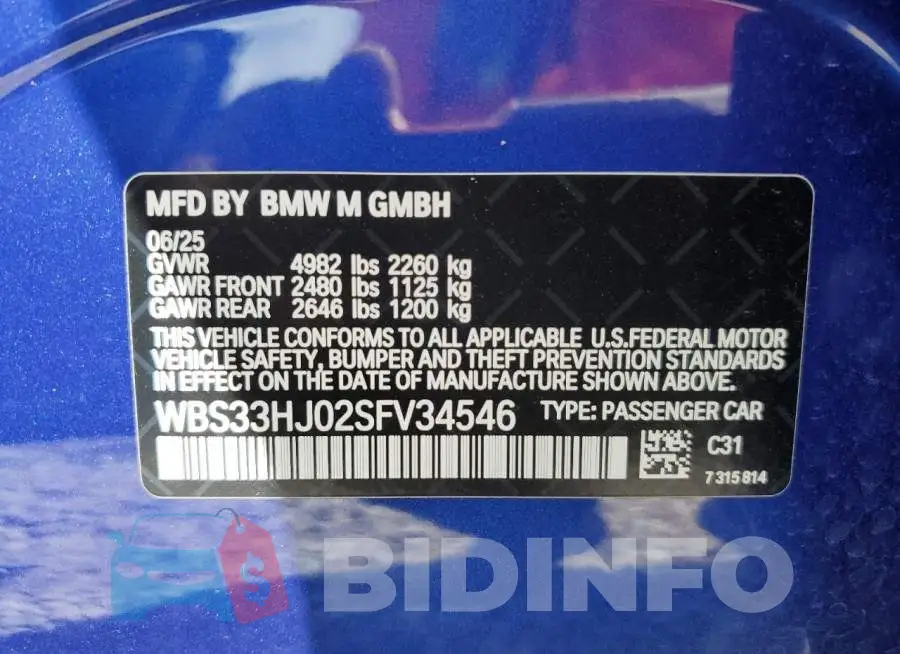 WBS33HJ02SFV34546 Photo# 13
