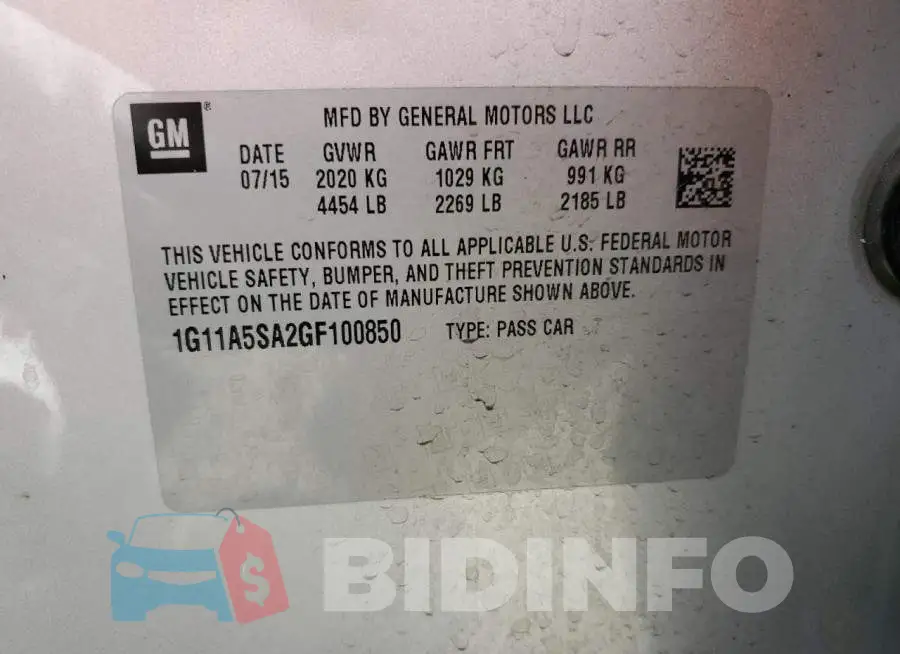 1G11A5SA2GF100850 Photo# 12
