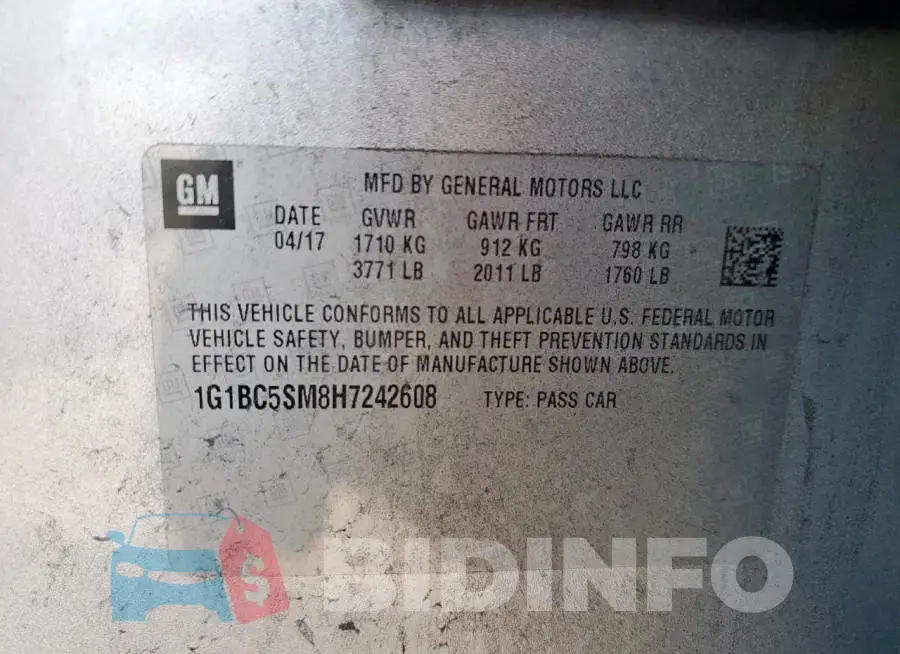 1G1BC5SM8H7242608 Photo# 12