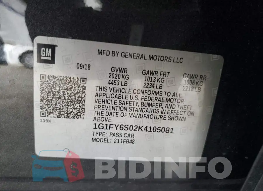 1G1FY6S02K4105081 Photo# 13