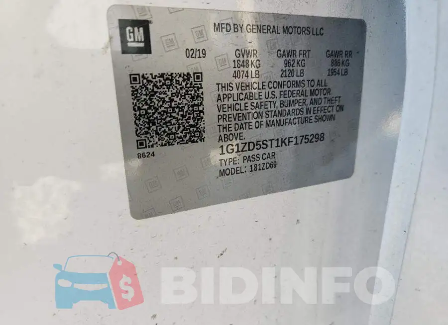 1G1ZD5ST1KF175298 Photo# 13