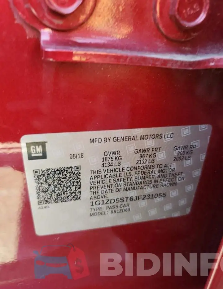 1G1ZD5ST6JF231055 Photo# 13
