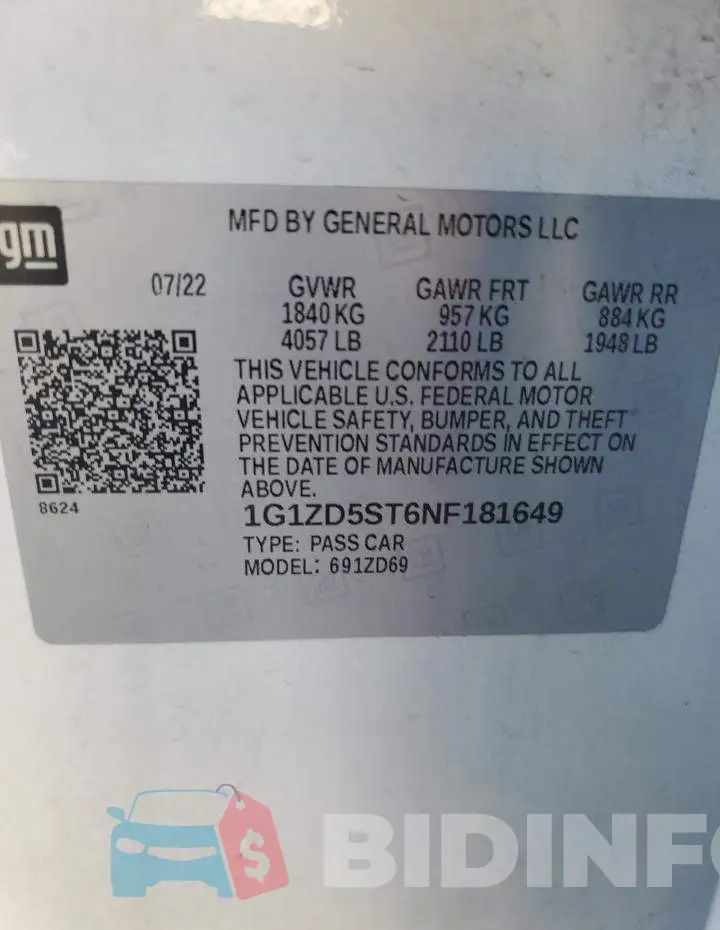 1G1ZD5ST6NF181649 Photo# 12