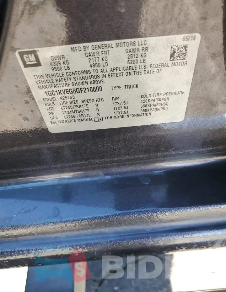 1GC1KVEG8GF210600 Photo# 12