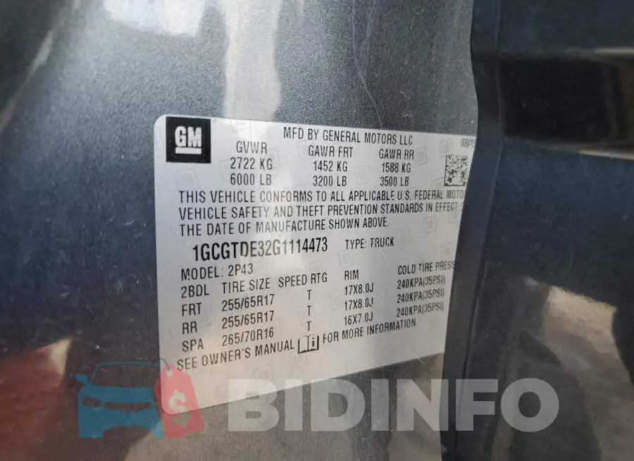 1GCGTDE32G1114473 Photo# 12