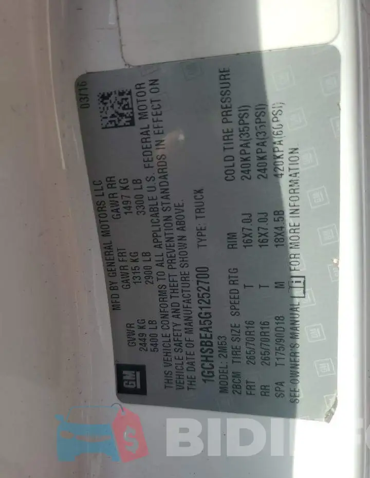1GCHSBEA5G1252700 Photo# 12