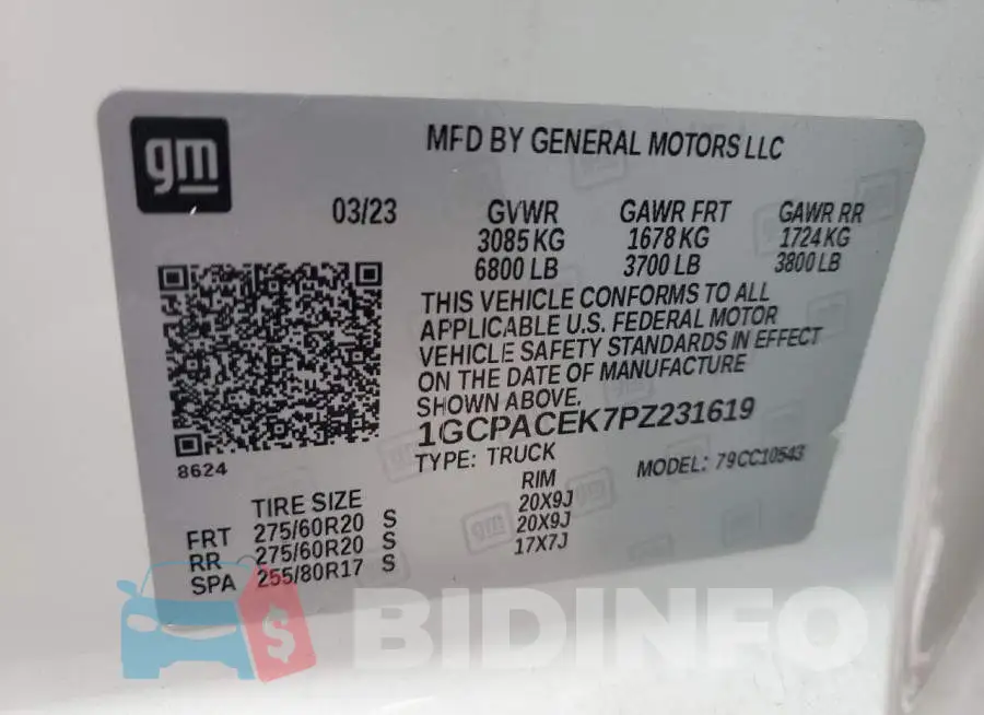 1GCPACEK7PZ231619 Photo# 12