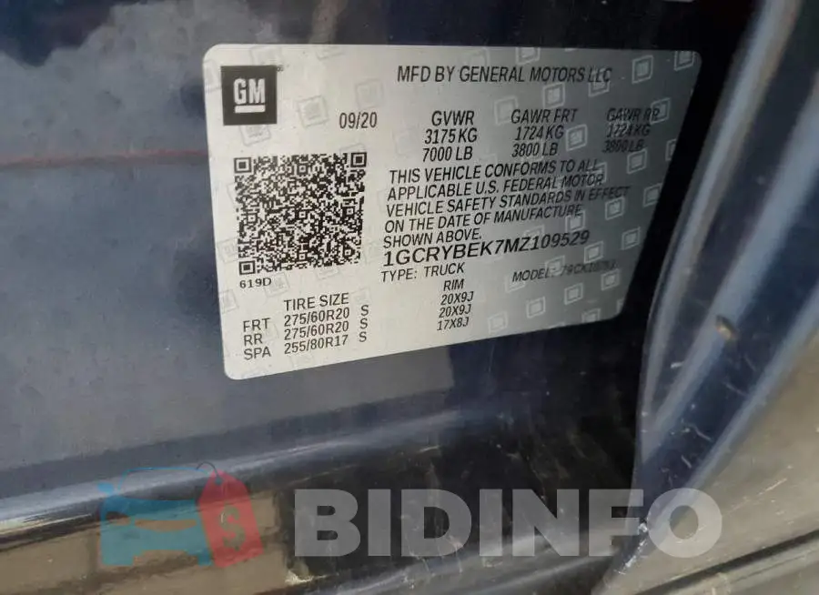 1GCRYBEK7MZ109529 Photo# 12