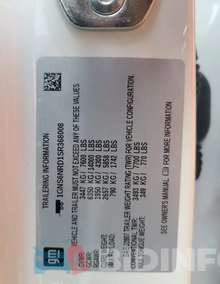 1GNS6NRD1SR368008 Photo# 13