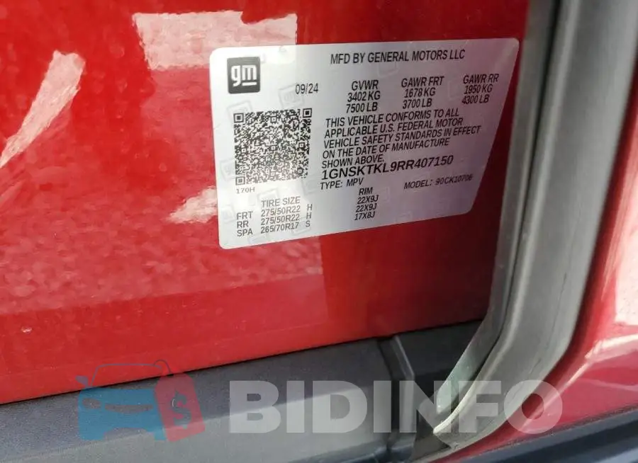 1GNSKTKL9RR407150 Photo# 14