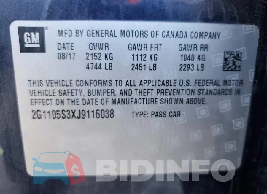 2G1105S3XJ9116038 Photo# 12