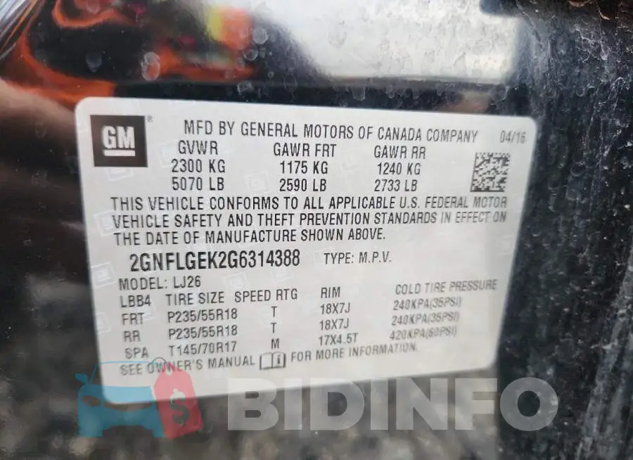 2GNFLGEK2G6314388 Photo# 14