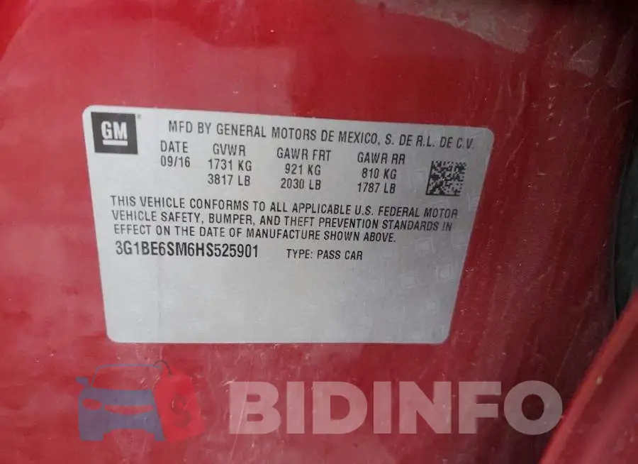 3G1BE6SM6HS525901 Photo# 12