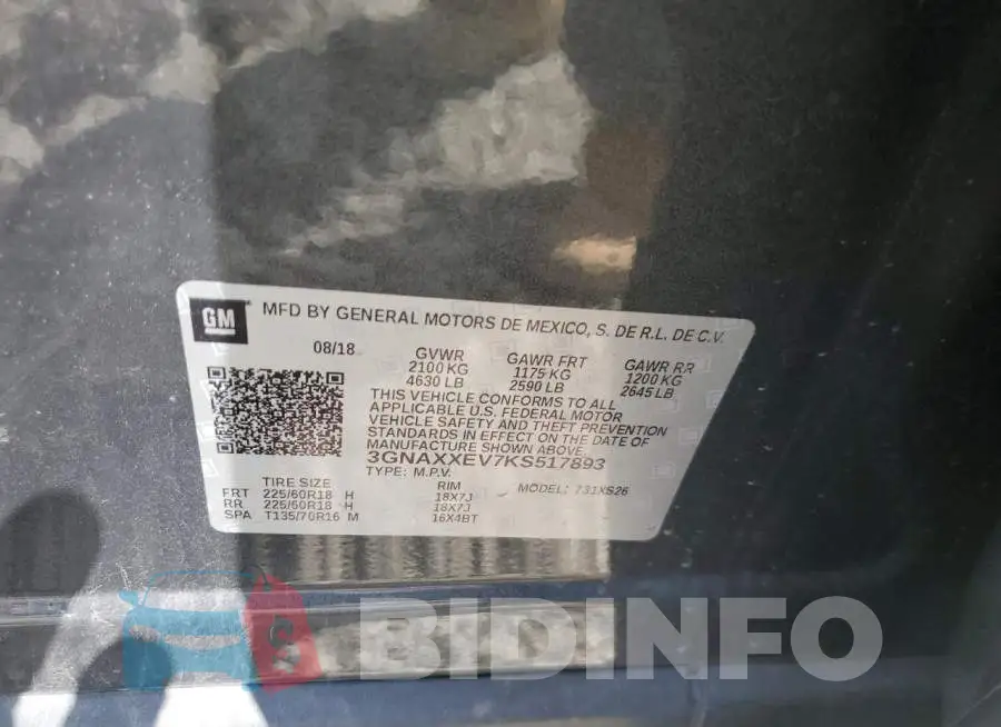 3GNAXXEV7KS517893 Photo# 13