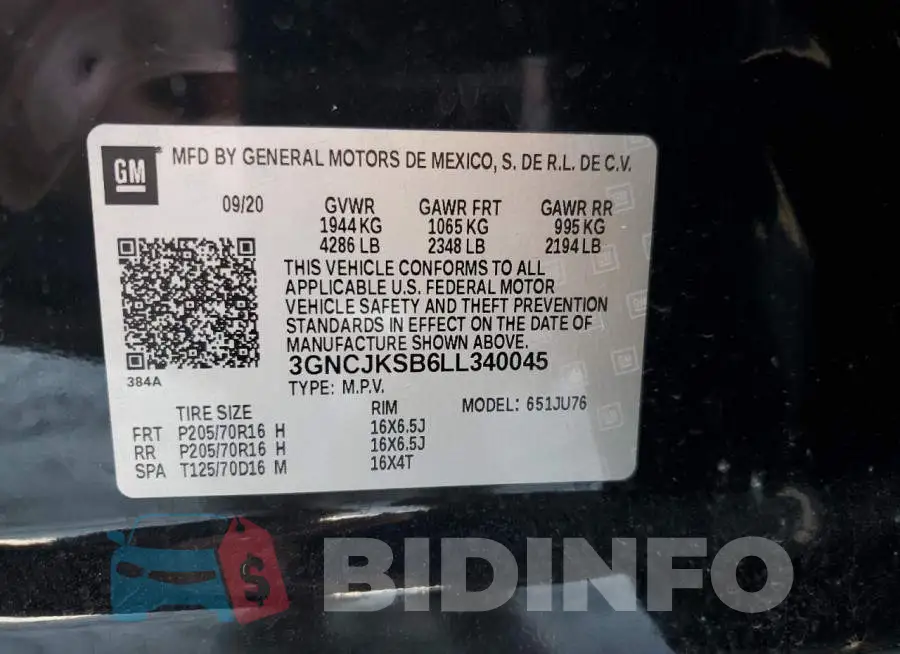 3GNCJKSB6LL340045 Photo# 13
