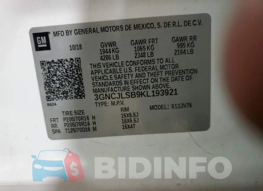 3GNCJLSB9KL193921 Photo# 13