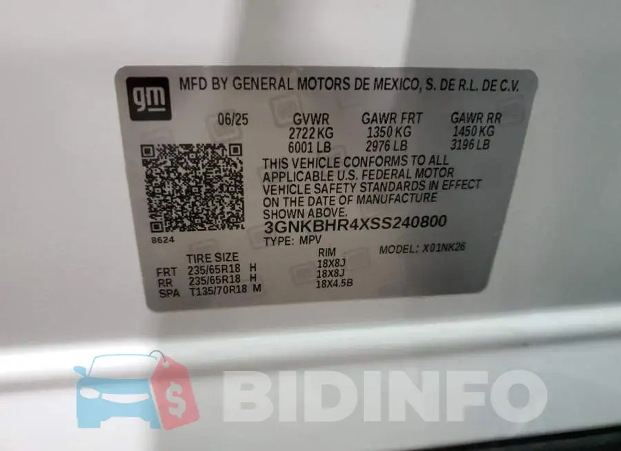 3GNKBHR4XSS240800 Photo# 14