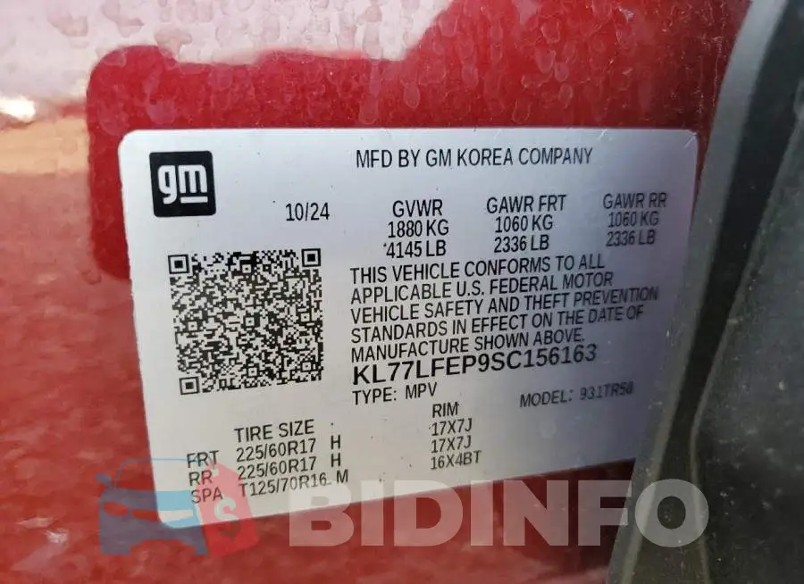 KL77LFEP9SC156163 Photo# 13