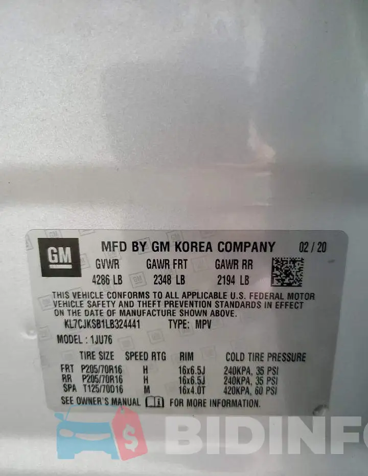KL7CJKSB1LB324441 Photo# 12