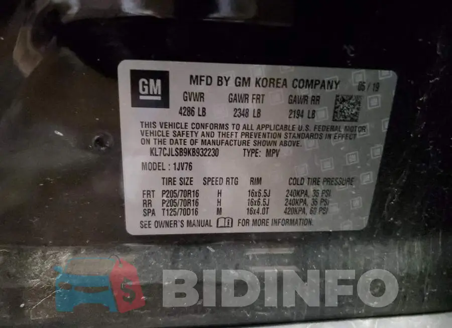 KL7CJLSB9KB932230 Photo# 14