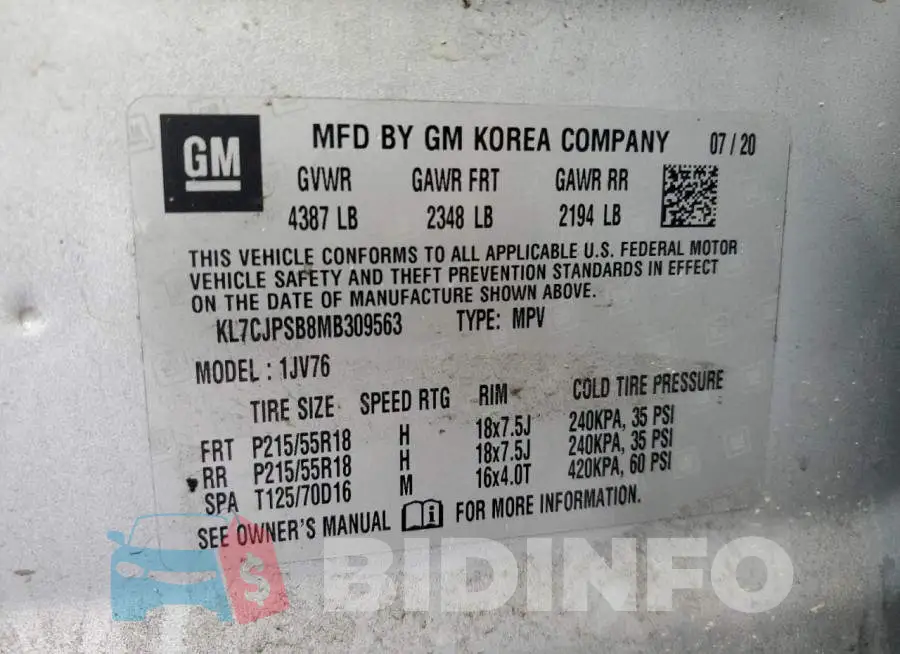 KL7CJPSB8MB309563 Photo# 14