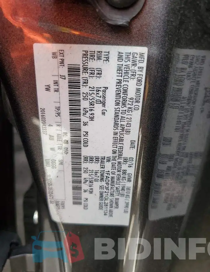 1FADP3F21GL281134 Photo# 12