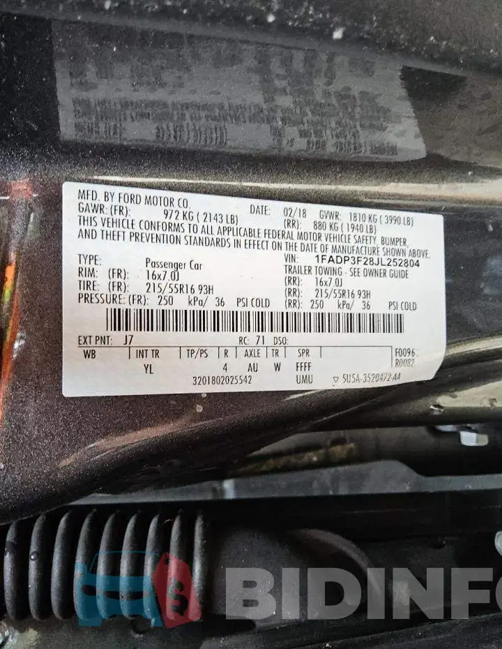 1FADP3F28JL252804 Photo# 12