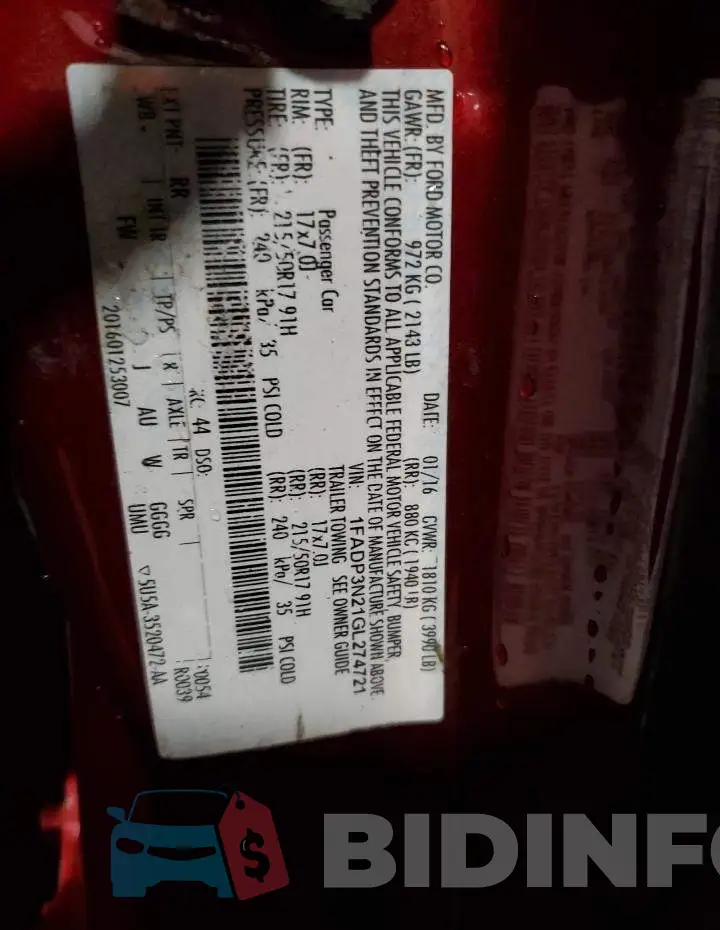 1FADP3N21GL274721 Photo# 12