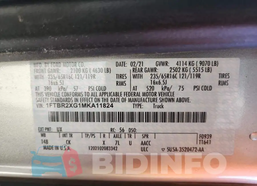1FTBR2XG1MKA11824 Photo# 14