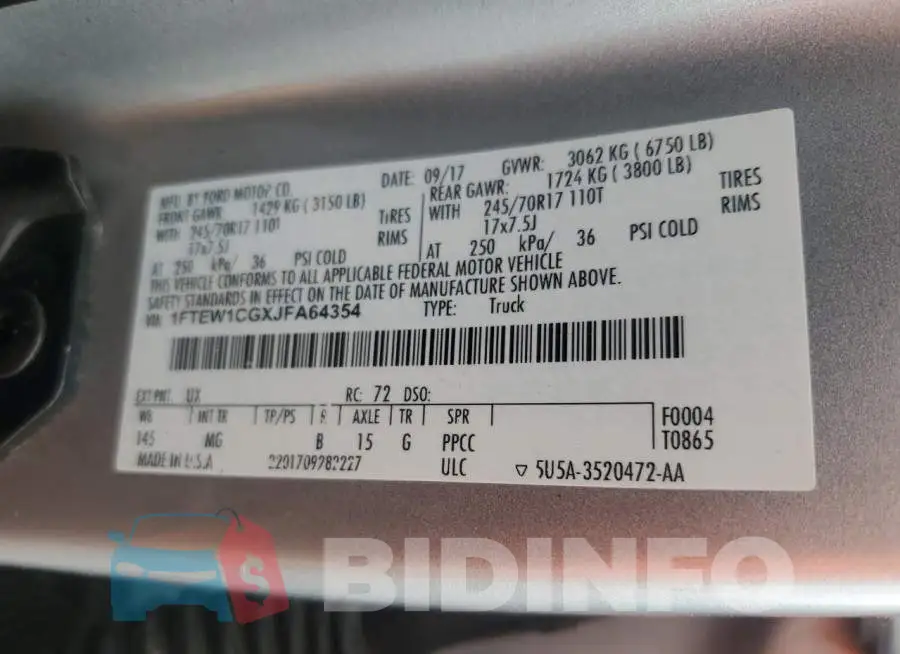 1FTEW1CGXJFA64354 Photo# 12