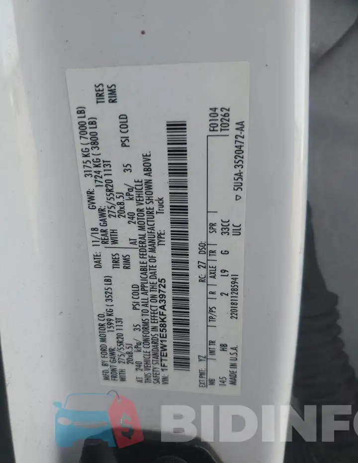 1FTEW1E58KFA39725 Photo# 12