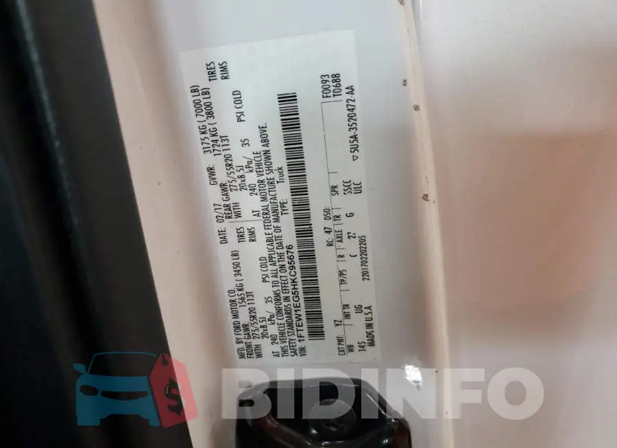 1FTEW1EG5HKC95676 Photo# 12
