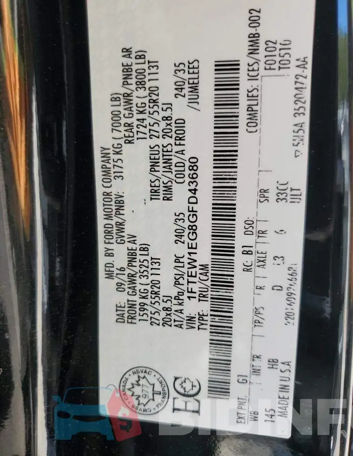 1FTEW1EG8GFD43680 Photo# 13
