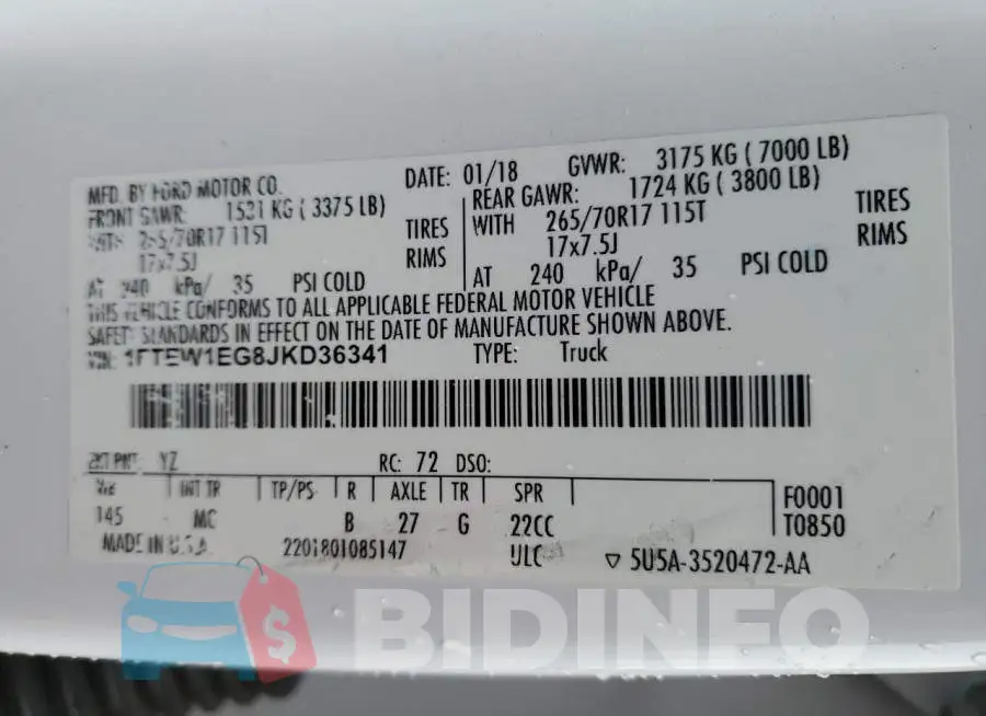 1FTEW1EG8JKD36341 Photo# 12