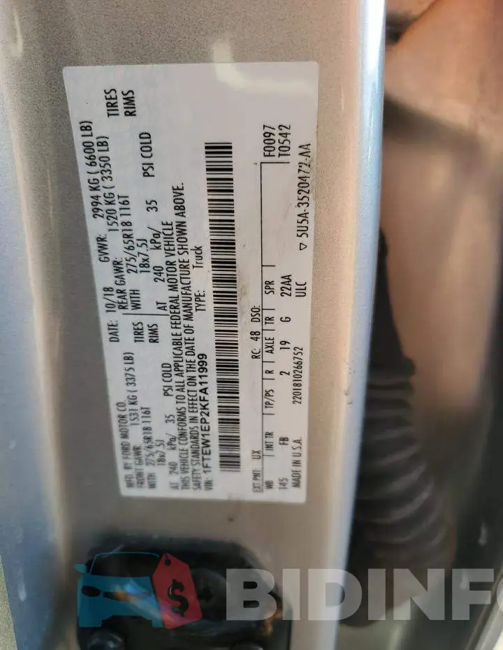 1FTEW1EP2KFA11999 Photo# 13