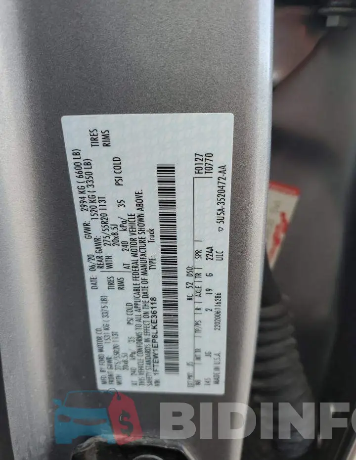 1FTEW1EP8LKE36118 Photo# 12