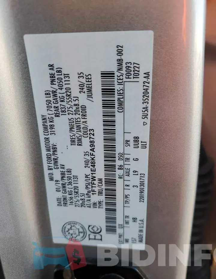 1FTFW1E48KFA98723 Photo# 12