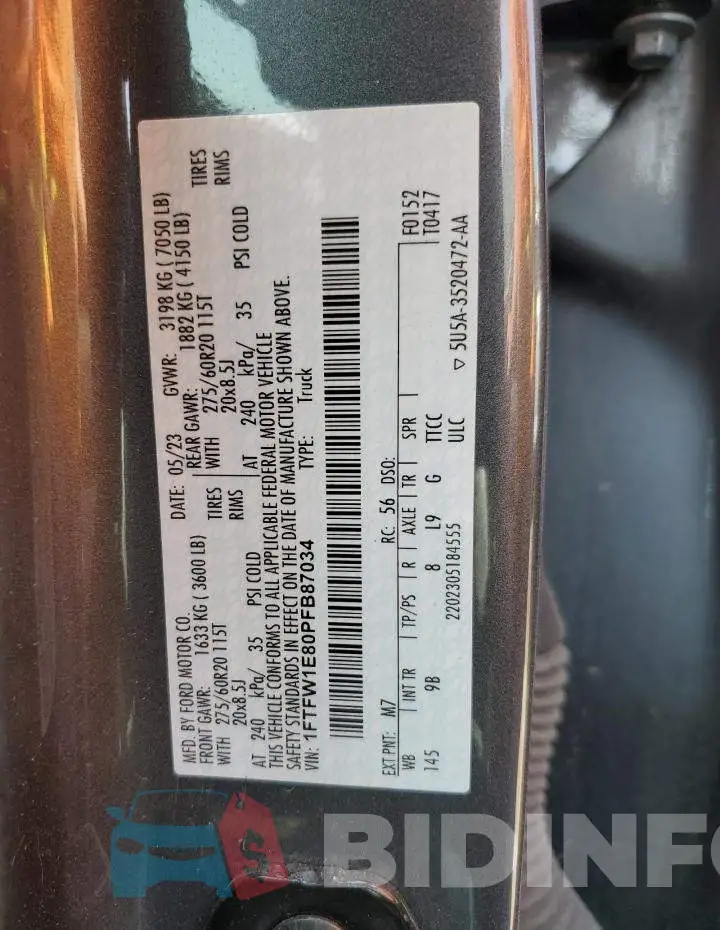1FTFW1E80PFB87034 Photo# 12