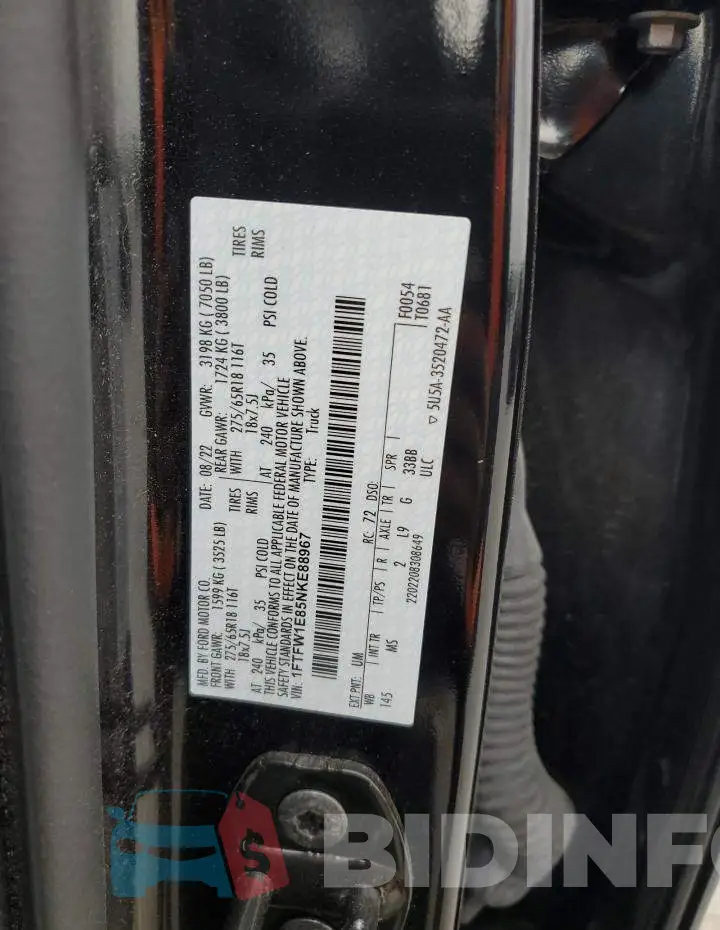 1FTFW1E85NKE88967 Photo# 12