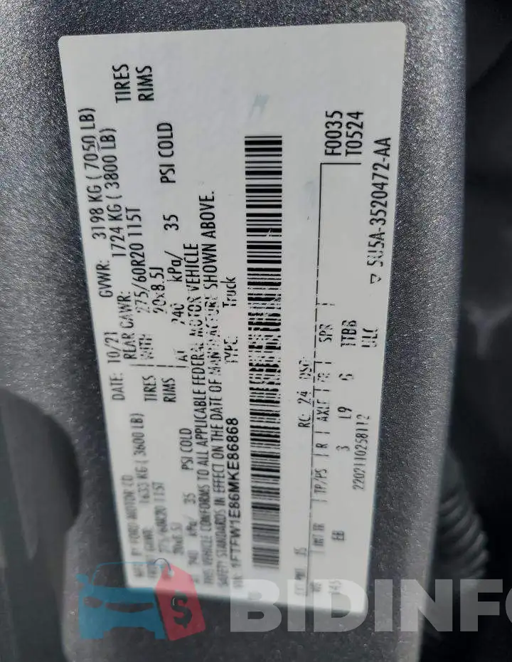 1FTFW1E86MKE86868 Photo# 12