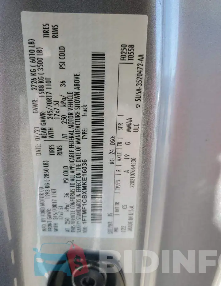1FTMF1CBXMKE16036 Photo# 13
