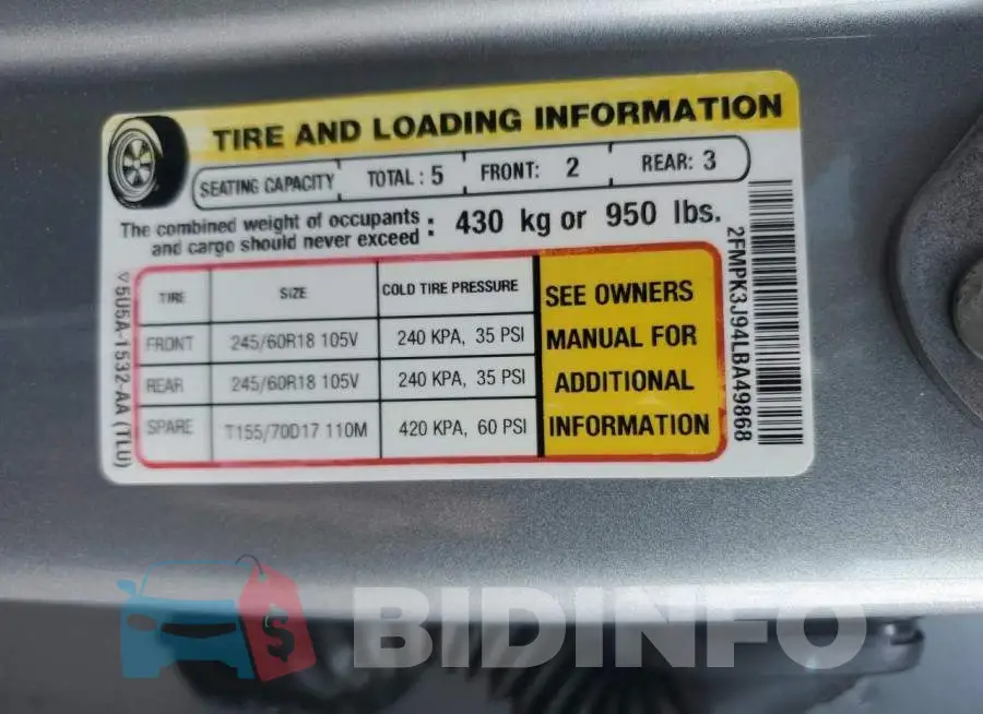 2FMPK3J94LBA49868 Photo# 14