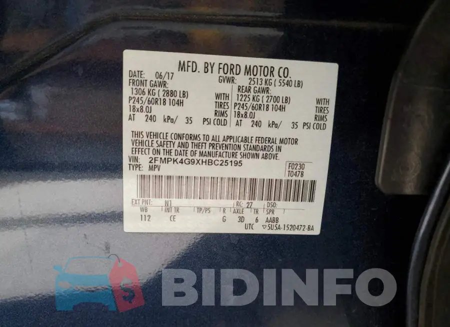 2FMPK4G9XHBC25195 Photo# 13