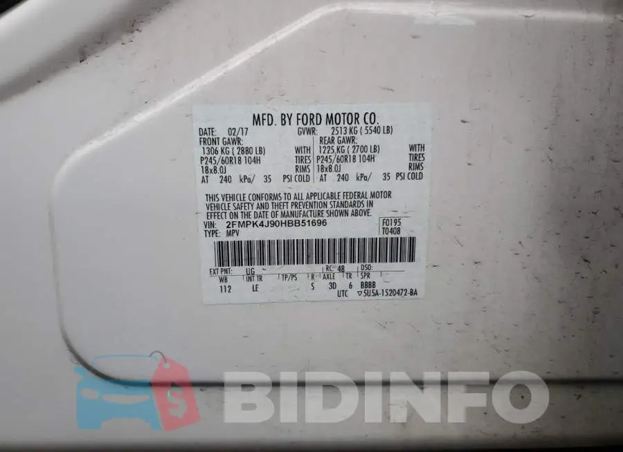 2FMPK4J90HBB51696 Photo# 14